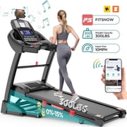 5.0HP Folding Treadmills 300 lbs Capacity, Treadmills for Home Use with 15% Incline, 10MPH Treadmill with APP Control, 71 Programs, Adjustable Tablet Holder, Knee Strap Gift