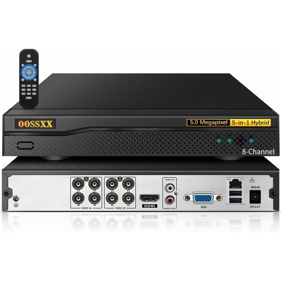 5.0MP HD 8-Channel Hybrid Capability 5-in-1 Di ital Video Recorder Security DVR Recorder AHD/Analo /TVI/CVBS/IP Camera Security System Video Surveillance, Max to 6TB (NO HDD)