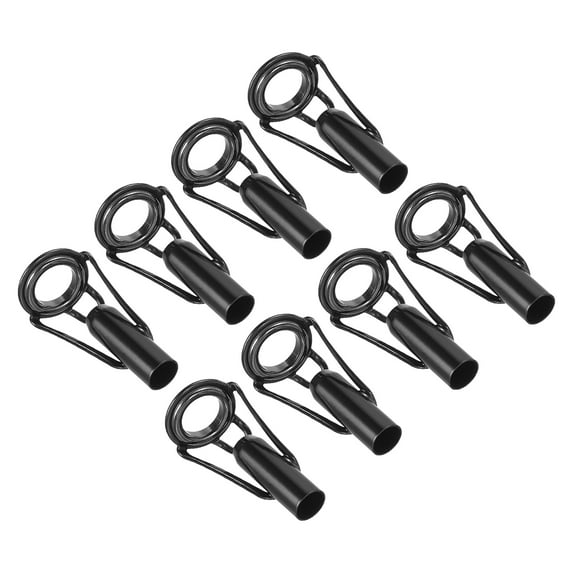 5.0mm Stainless Steel Fishing Rod Tip Repair Kit Pole Ring Guide Replacement, Black 8 Pack