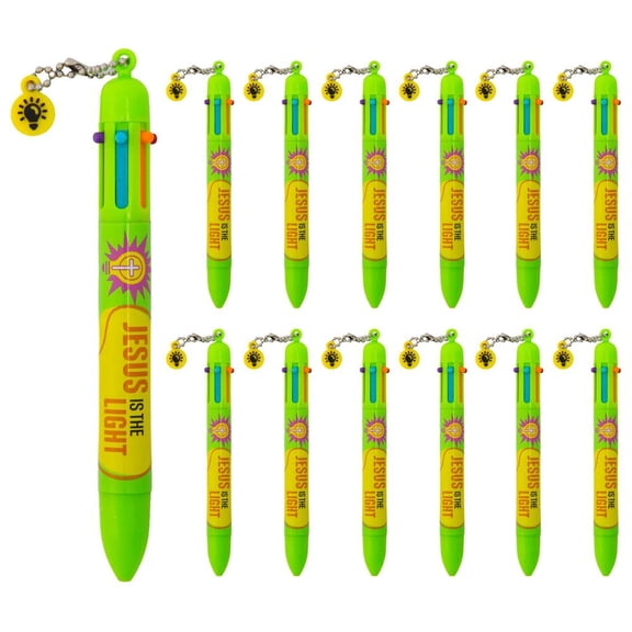 5 1/2" Jesus is the Light VBS Shuttle Pens with Lightbulb Charm - 12 Pc.