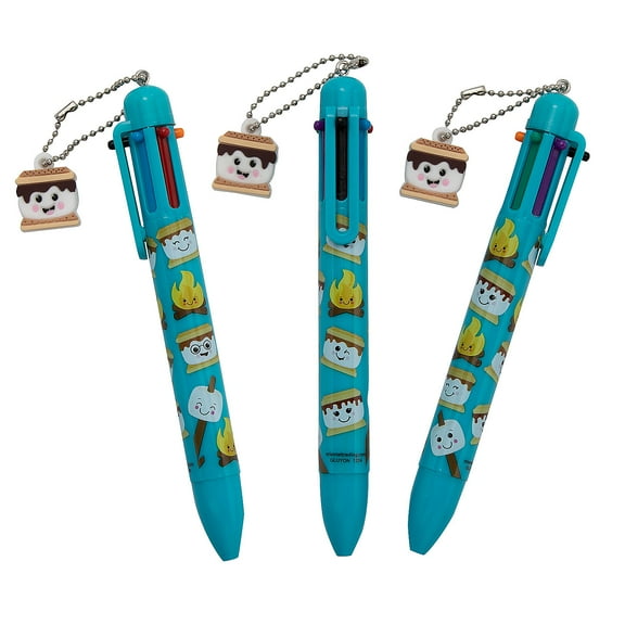 5 1/2" S'more Plastic Shuttle Pens with Charm - 12 Pieces