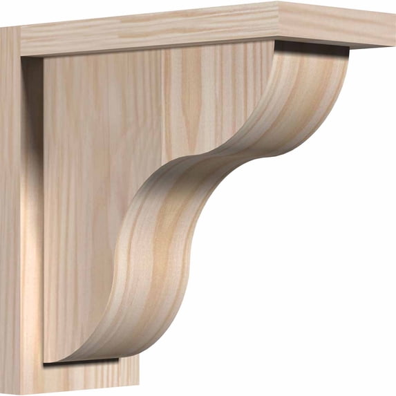 5 1/2"W x 12"D x 12"H Carmel Smooth Corbel w/Backplate, Douglas Fir