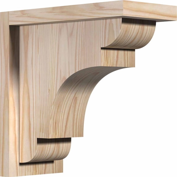 5 1/2"W x 12"D x 12"H New Brighton Smooth Corbel w/Backplate, Douglas Fir