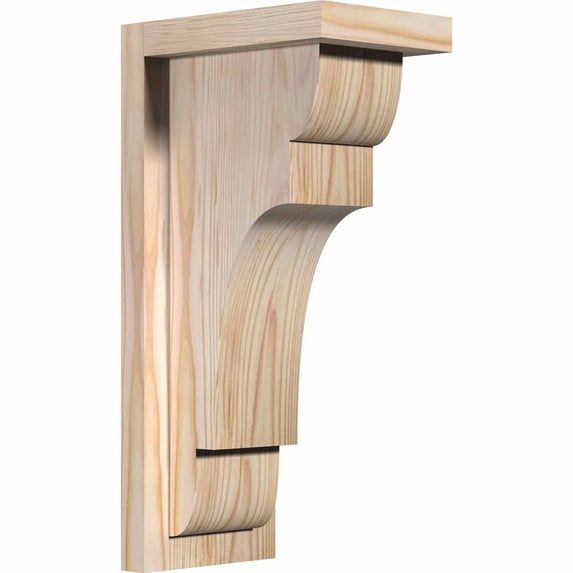 5 1/2"W x 8"D x 16"H New Brighton Smooth Corbel w/Backplate, Douglas Fir