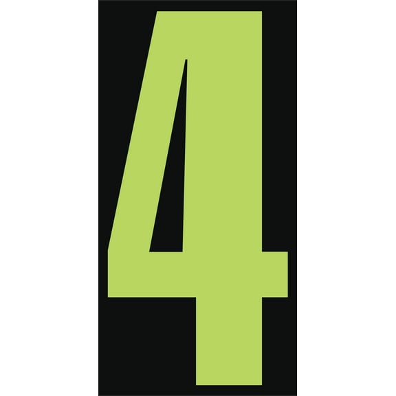 SSWBasics 5 1/2" Windshield Numbers And Symbols - Neon Green/Black - "4" - 3ʺW x 5 1/2ʺH - Pack of 12