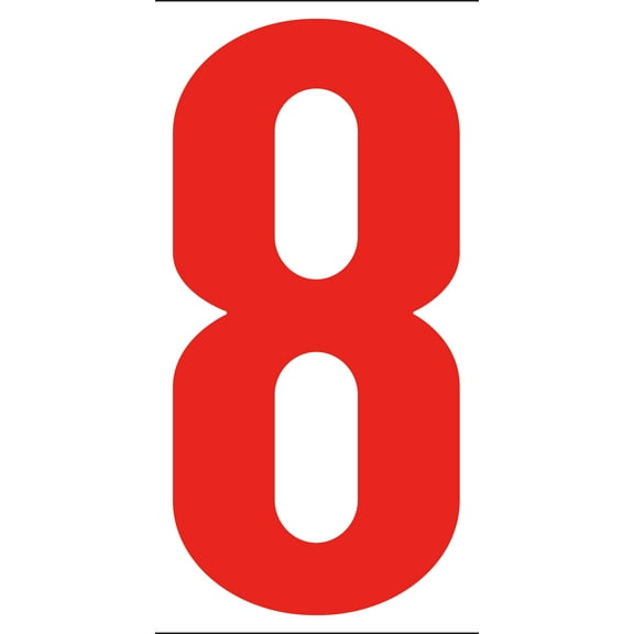 SSWBasics 5 1/2" Windshield Numbers And Symbols - Red/White - "8" - 3ʺW x 5 1/2ʺH - Pack of 12