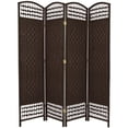thumbnail image 1 of 5 1/2 ft. Tall Faux Rattan Fiber Weave Privacy Screen Room Divider - Dark Mocha - 4 Panel, 1 of 1