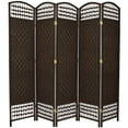 thumbnail image 1 of 5 1/2 ft. Tall Faux Rattan Fiber Weave Privacy Screen Room Divider - Dark Mocha - 5 Panel, 1 of 1