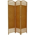 thumbnail image 1 of 5 1/2 ft. Tall Faux Rattan Fiber Weave Privacy Screen Room Divider - Light Beige - 3 Panel, 1 of 1