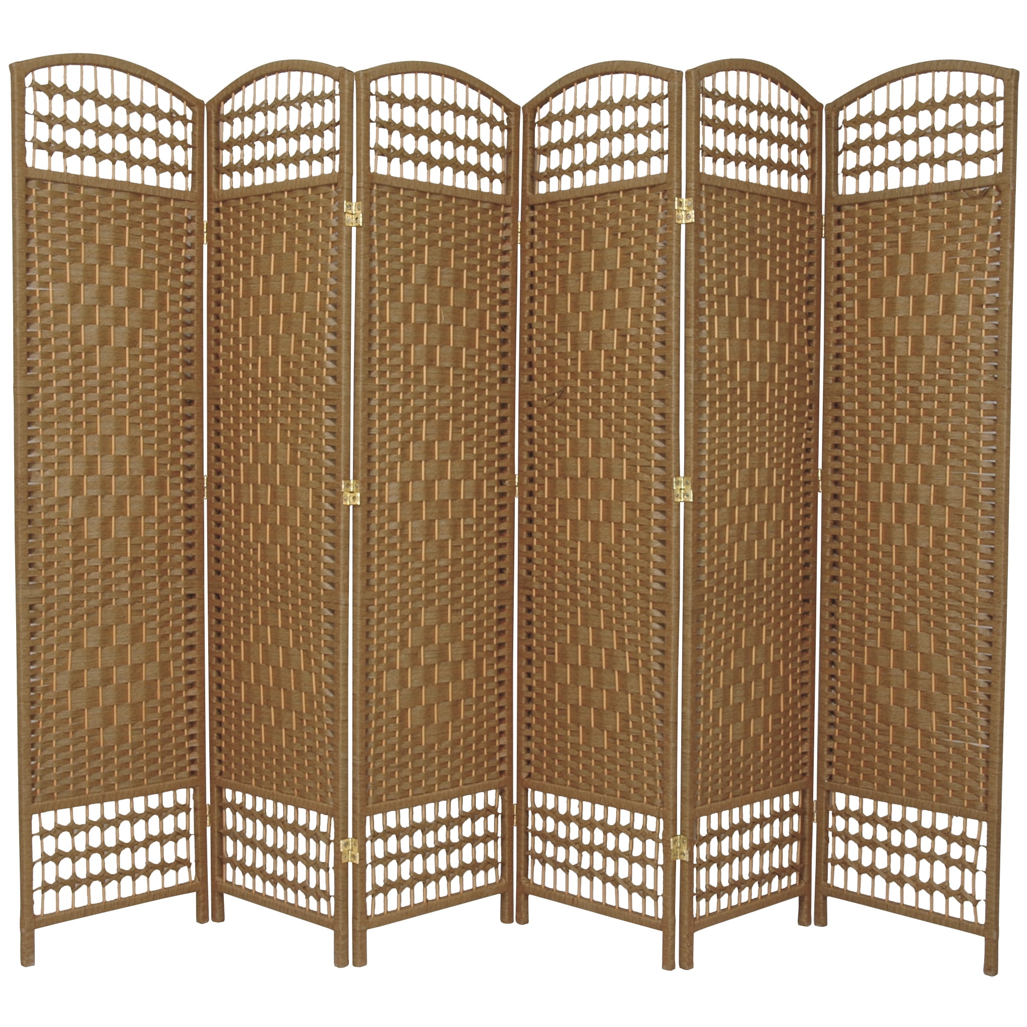 5 1/2 ft. Tall Faux Rattan Fiber Weave Privacy Screen Room Divider - Natural - 6 Panel