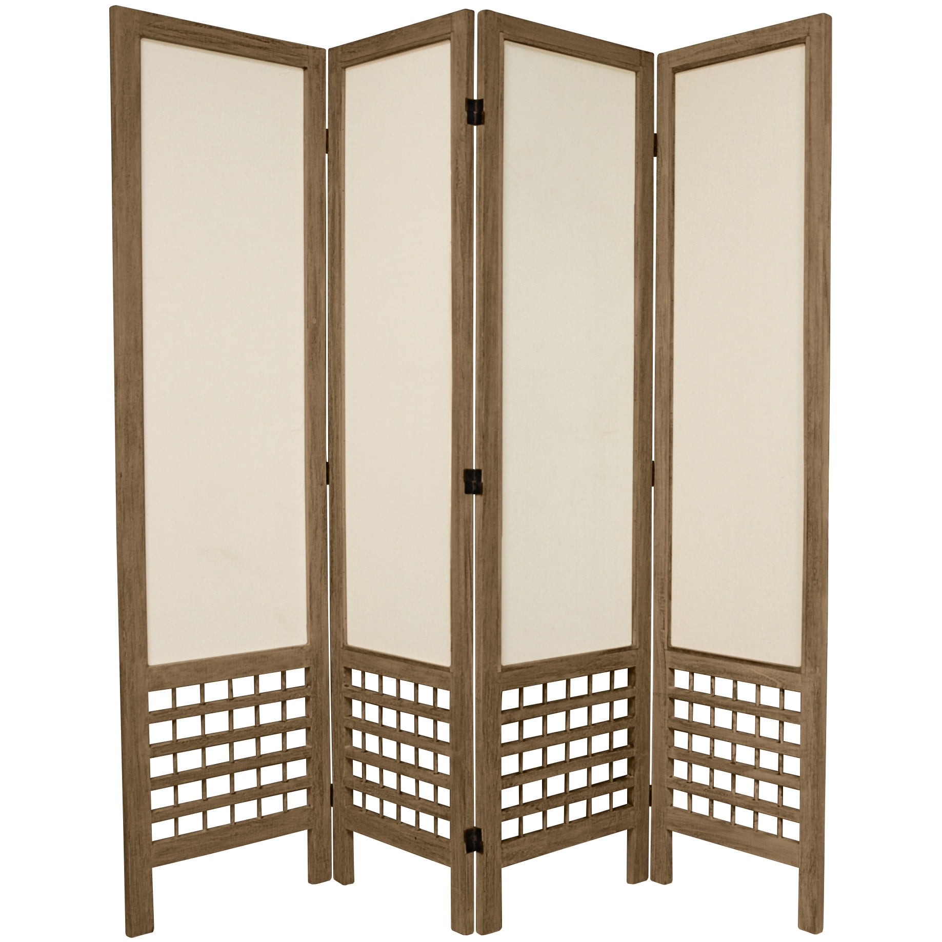 5 1/2 ft. Tall Wood Frame Fabric Panel Screen Room Divider - Burnt Gray - 4 Panel