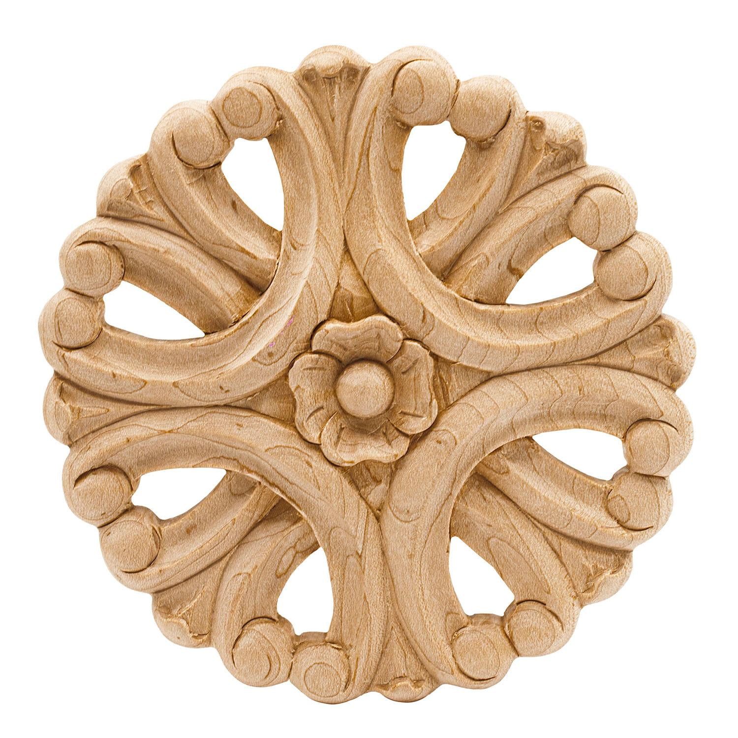 Large Hand Carved Maple Decorative Rosette Wood Applique