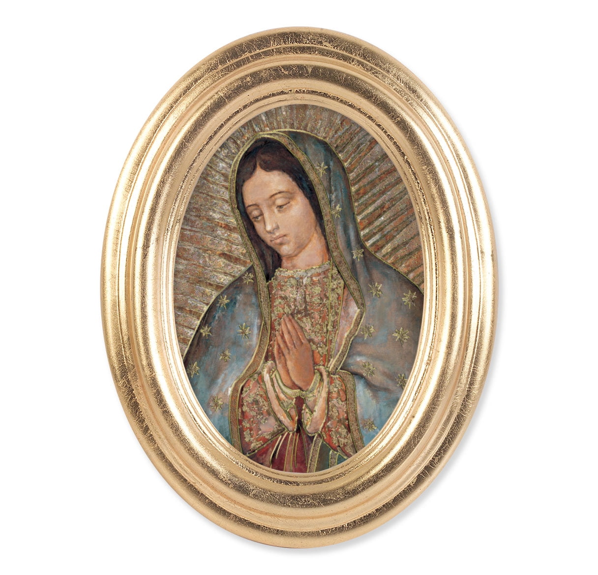 5-1/2" x 7" Oval Gold Leaf Frame with a Our Lady of Guadalupe Print ...