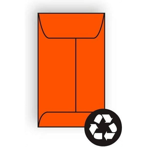 #5-1/2F Open End Coin Envelopes, 3-1/8" x 5-1/2", 24#, Recycled, Brightly Colored Orange, Acid Free (Box of 500)