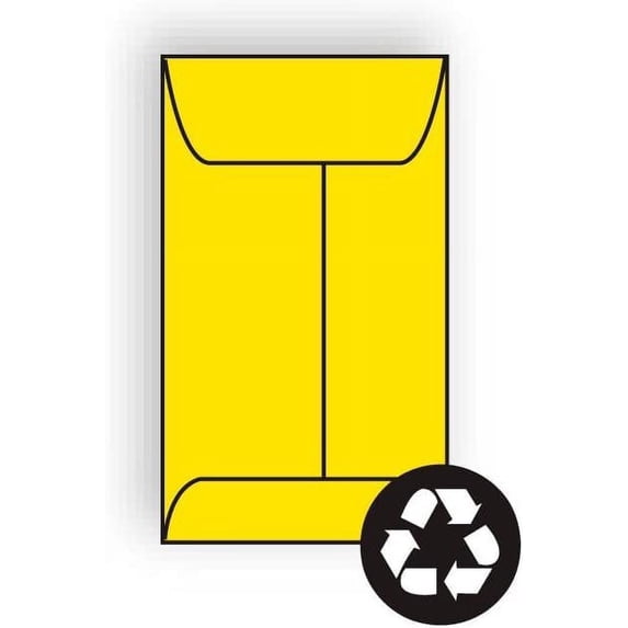 #5-1/2F Open End Coin Envelopes, 3-1/8" x 5-1/2", 24#, Recycled, Brightly Colored Yellow, Acid Free (Box of 500)