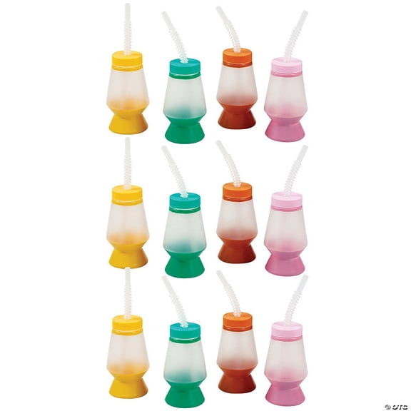 5 1/4" 14 oz. Bulk 30 Count Groovy Lava Lamp Reusable Plastic Cups with Lids & Straws