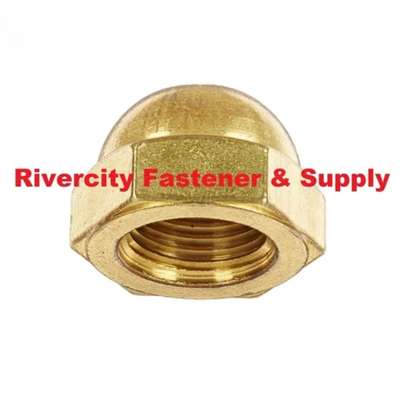 (5) 1/4-20 Brass Acorn / Dome / Cap Hex Nut 1/4 X 20 Nuts 1/4X20 Nut