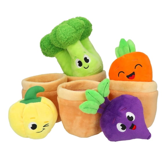 5 1/4"  6 3/4" Garden Gang Stuffed Veggie Characters in Pots - 4 Pc.