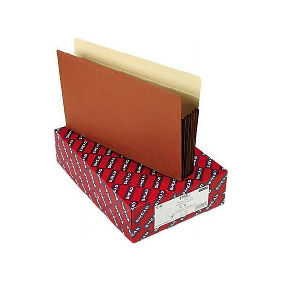 5 1/4" Exp Pocket w/Tyvek, Straight, Legal, Manila/Redrope, 10/Box -SMD74390