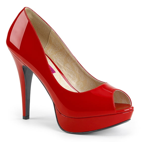 5 1/4" Heel, 1 1/4" Concealed PF Peep Toe Pump - Red Pat, 9