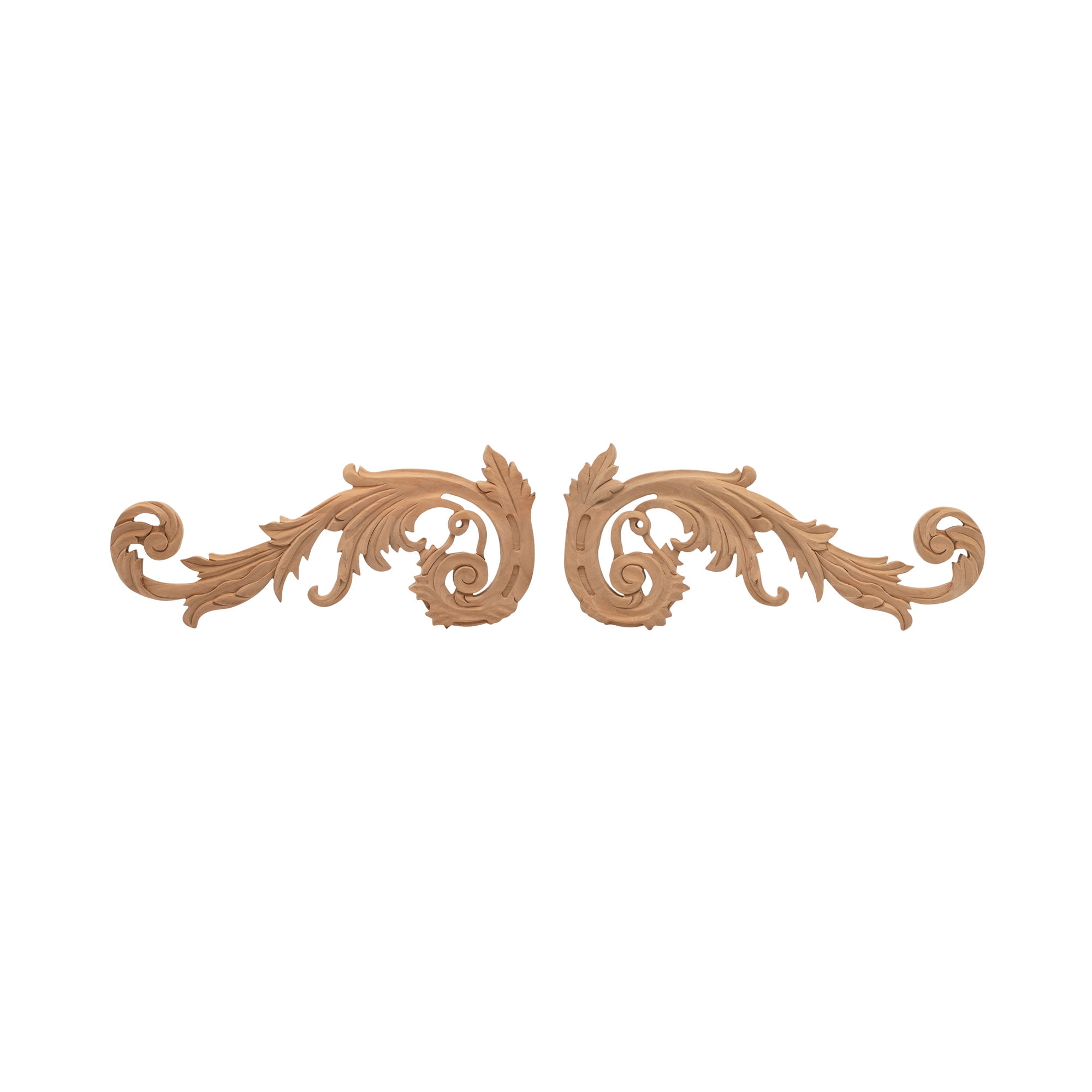 Large Hand Carved Cherry Wood Acanthus Scroll Onlay