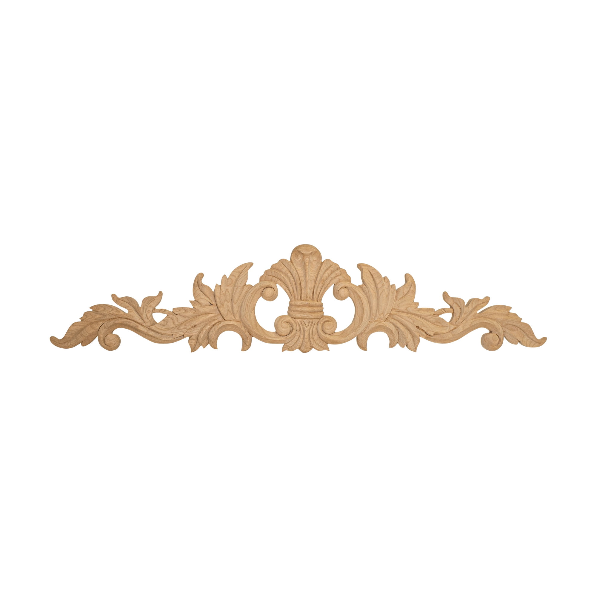 24-Inch Unfinished Hand Carved Cherry Wood Acanthus Applique
