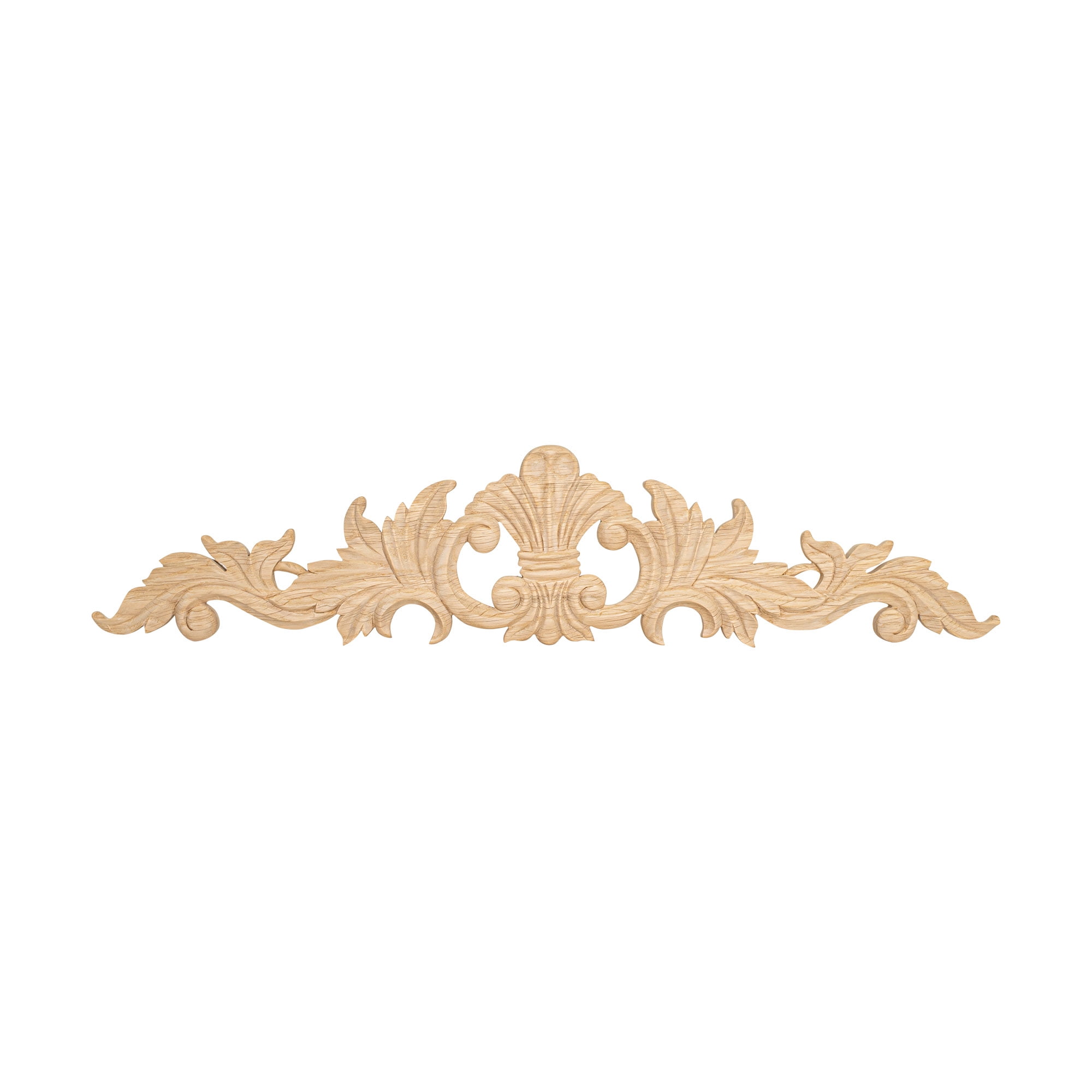 Unfinished Hand Carved Red Oak Acanthus Wood Onlay Applique