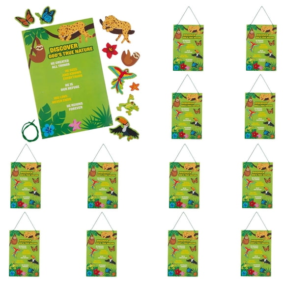 5 1/4" x 8" Rainforest VBS Discover God's True Nature Sign Foam Craft Kit - Makes 12