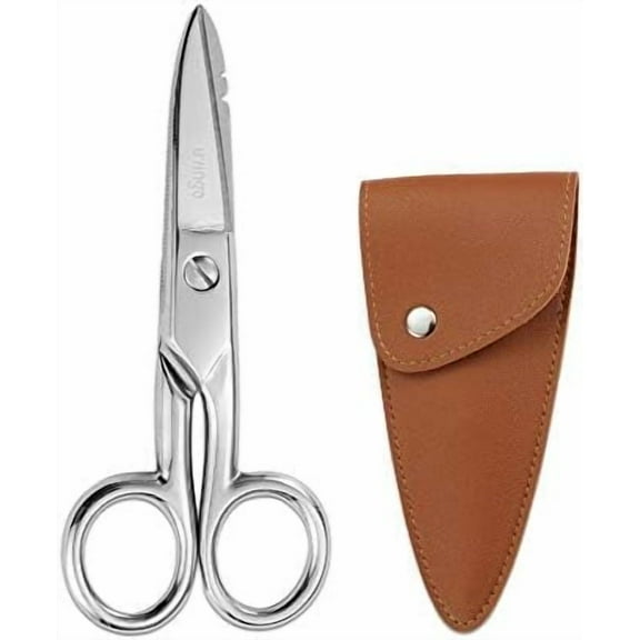 5-1/5 Inch Heavy Duty Electrician Scissors, Professional Forged Stainless Steel Electrical Shears with Notches for Industrial Stripping, Cutting Telecom Cable, Wire$$Tools & Hardware Other