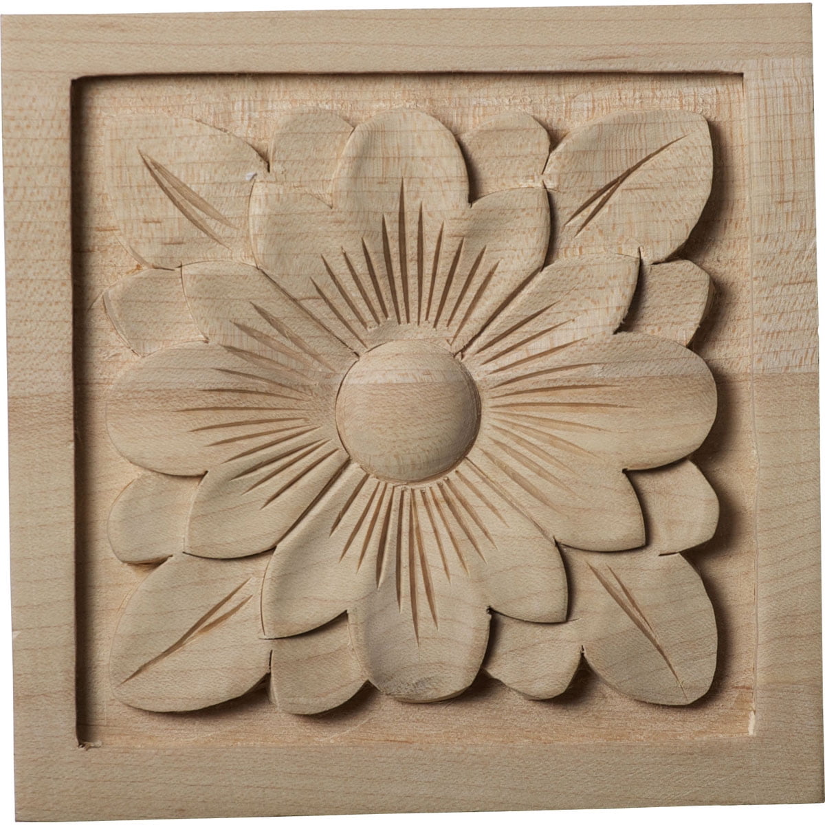 Alder Unfinished Large Dogwood Flower Square Rosette