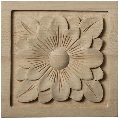 5 1/8"W x 5 1/8"H x 1"P Large Dogwood Flower Square Rosette, Lindenwood