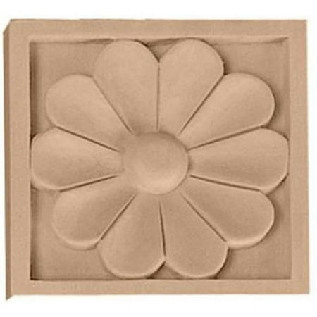 5 1/8"W x 5 1/8"H x 1"P Large Medway Square Rosette, Alder