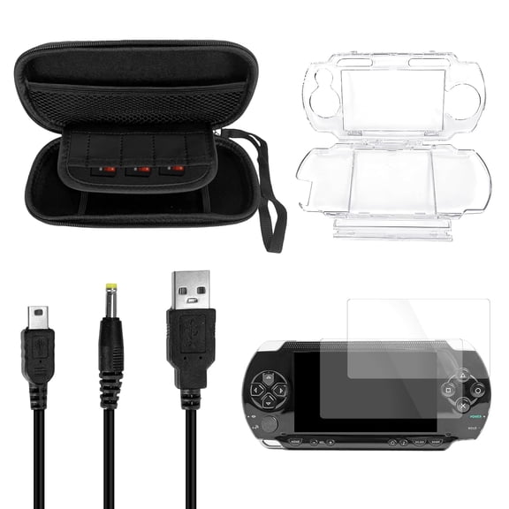 5 in 1 Accessories Kit for PSP 1000, Carrying Case for PSP 1000, Protective Case Shell, 2 Set Screen Protectors and Charging & Data Cable, Compatible with PS Portable 1000 ONLY