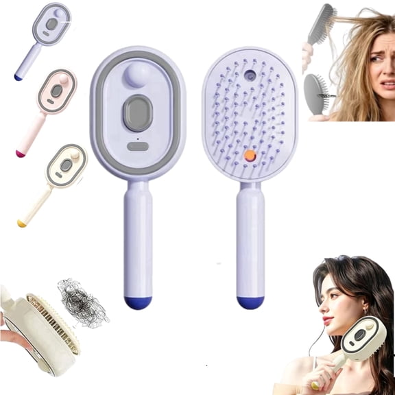 5 in 1 Air Cushion Brush, 2026 New Electric Spray Air Cushion Massage Comb, Self Cleaning Electric Steam Detangling Brush, Anti-Static & Frizz Control, Mist Hair Straightener for All Hair Types