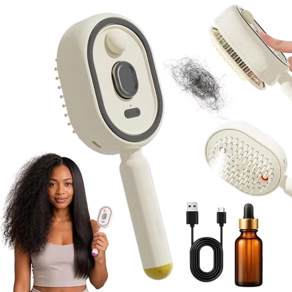 5 in 1 Air Cushion Hair Brush, Electric Spray Air Cushion Massage Comb, Rechargeable Mist Detangling Brush for Smooth, Anti-Static, Frizz-Reducing Hair Care (Purple)
