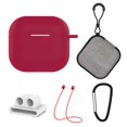 thumbnail image 1 of 5 in 1 for AirPods 4th Generation Case Accessories Set Kit, Silicone Protective AirPods Case with Anti-Lost Straps/Watch Band Holder/Storage Box/Keychain,Red, 1 of 7
