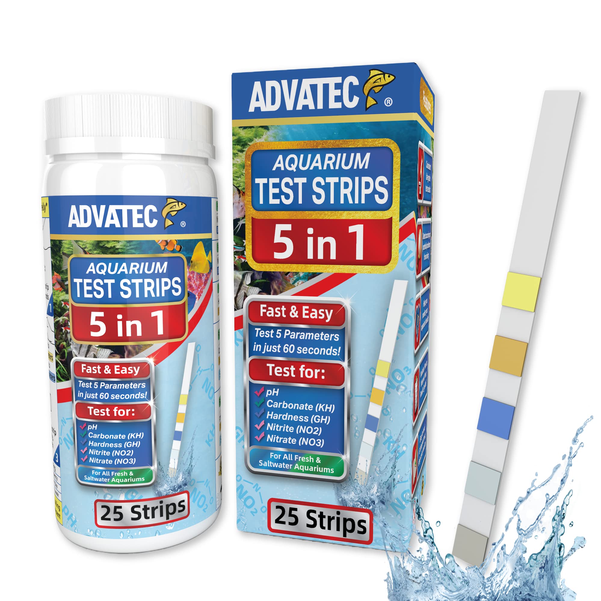 5 in 1 Aquarium Test Strips for Fresh/Salt Water Aquariums, Lab Grade
