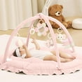 thumbnail image 1 of 5 in 1 Baby Play Gym Mat, Reversible Tummy Time Mat with 5 Sensory Toys for Stage-Based Developmental, Thick & Large Baby Activity Center from Newborn to Toddler (Pink), 1 of 7