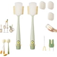thumbnail image 1 of 5 in 1 Bottle Cleaning Brush Set, 5‑in‑1 Multifunctional Bottle Cleaning Brush Set, Straw Cleaner Brush for Baby Bottles, Comes with Three Replacement Sponge Brush Heads (2PCS Green), 1 of 8