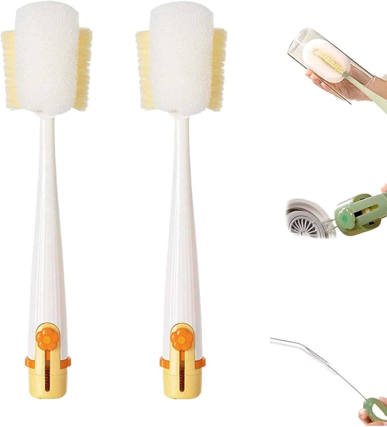5 in 1 Bottle Cleaning Brush Set, Portable Long Handle Water Bottle ...