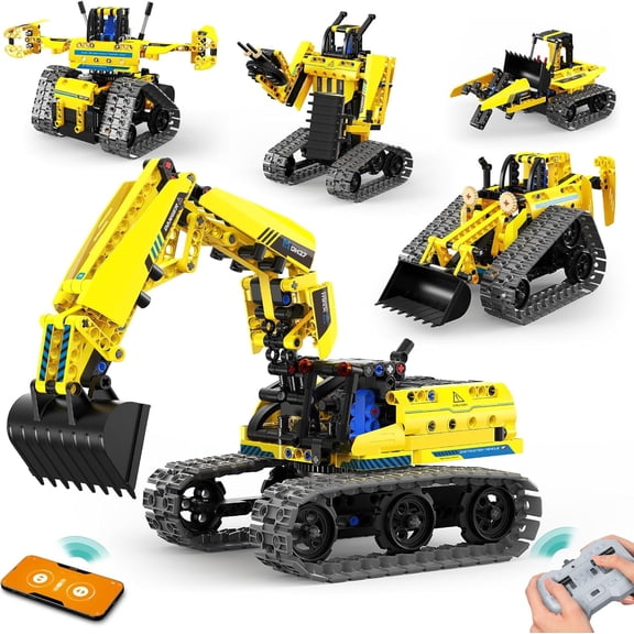 5 in 1 Building Toys STEM Robotics Kit, 430 PCS Blocks RC Robot Erector Sets, APP & Remote Control Excavator Science Kits for Kids Age 14+, DIY Educational Gift for Boys & Girls