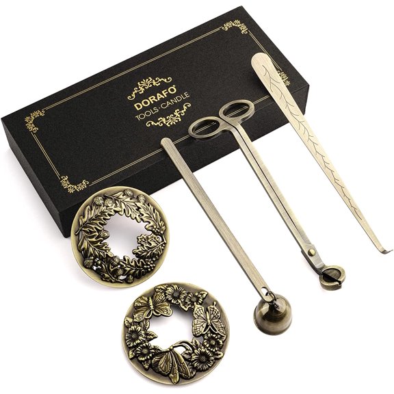 5 in 1 Candle Accessory Set Including Wick TrimmerCandle TopperCandle SnufferWick Dipper Staniless Steel Candle Care Kit with Gift Package for Gifts - Bronze