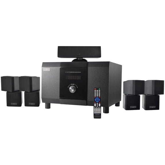 5.1 Channel Home Theater System with 10" Subwoofer, 500W Peak Power, Bluetooth 5.0, FM Radio, Remote Control - for Movies/Music/Karaoke (5 Speakers + RCA/USB)