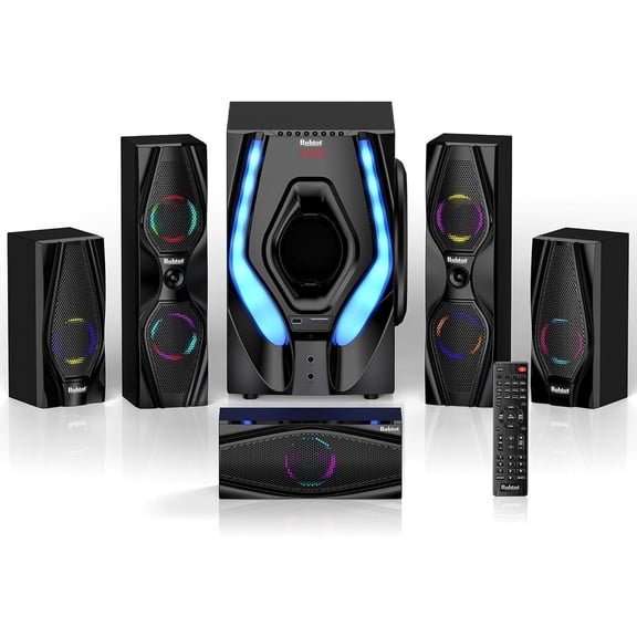 5.1 Channel Surround Sound Bluetooth Speaker System,Home Theater System1200 Watts Peak Power 10" Subwoofer Audio Stereo Speakers Strong Bass with ARC Optical AUX Bluetooth Input