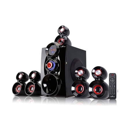 5.1 Channel Surround Sound Bluetooth Speaker System with 6.5 in. Amplifier, Red