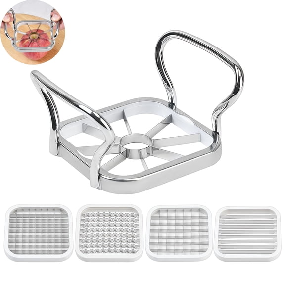 5 In 1 Chopper Vegetable Cutter French Fry Cutter,Manual Potato Microtome Slicer Potato Chip Maker Kitchen Gadgets,Stainless Steel Fruit Chopper French Fries Tool for Potato Onion Cheese