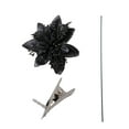 thumbnail image 1 of 5.1" Christmas Glitter Artificial Poinsettia Flowers Xmas Poinsettia Artificial Wedding Flowers Decorations Xmas Tree Ornaments with Clips for Party Favors & Wedding Party Wreath Decor, 24Set Black, 1 of 8