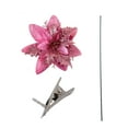 thumbnail image 1 of 5.1" Christmas Glitter Artificial Poinsettia Flowers Xmas Poinsettia Artificial Wedding Flowers Decorations Xmas Tree Ornaments with Clips for Party Favors & Wedding Party Wreath Decor, 6Set Pink, 1 of 8