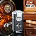 thumbnail image 1 of 5 in 1 Cigar Lighter with Cigar Cutter V Cut, Cigar Punch, Cigar Draw Enhancer, Cigar Holder, Refillable Butane Torch Lighter Gift for Men, Windproof Triple Jet Flame Lighter for Smoking, 1 of 9