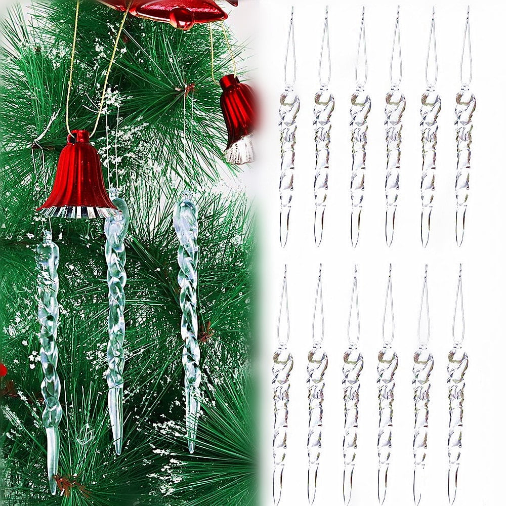 5.1" Crystal Twisted Icicle for Christmas Tree Ornaments, 12/24/36X